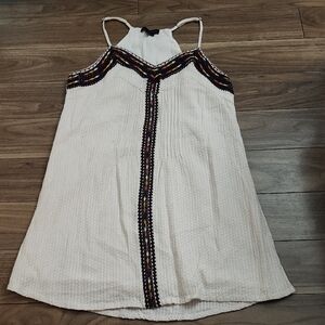 SANCTUARY White Sleeveless Spaghetti Strap Dress with Embroidered Details